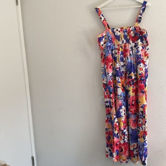 London Times Floral Print Colorful Tiered Smocked Waist Maxi Dress - Picture 6 of 9